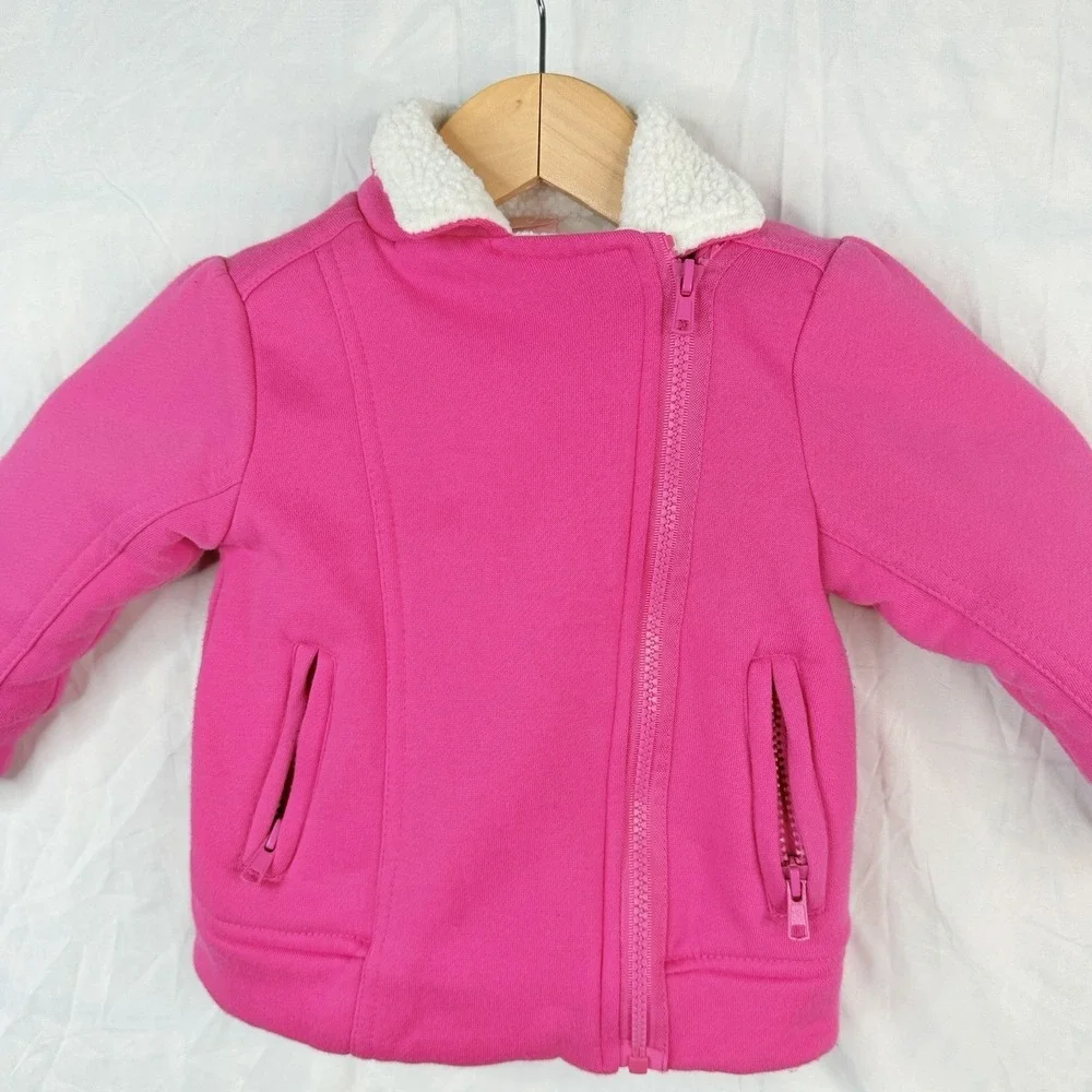 Nannette Girl SZ-3T shearling‎ Lined Pink Jacket Coat design on the back